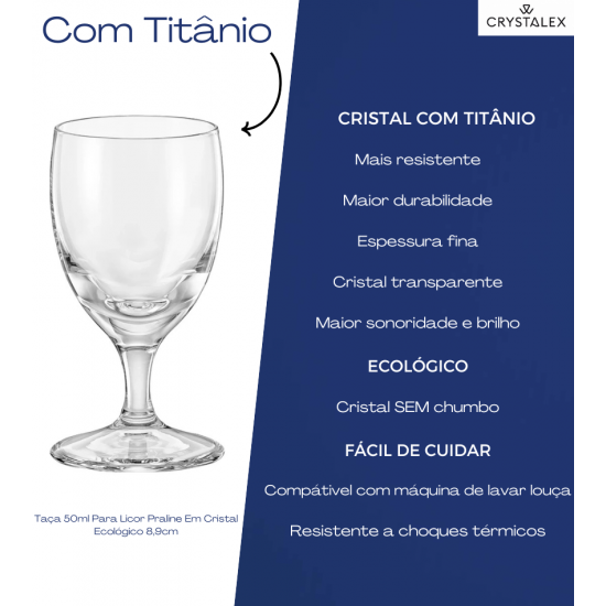 Taça 50ml Para Licor Praline Em Cristal Ecológico 8,9cm